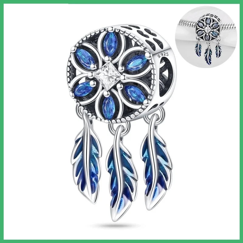 925 Sterling Silber Traumfänger-Anhänger mit Zirkonia, passend für DIY-Armband, Halskette, Geschenk für Sie, Colgante Plata