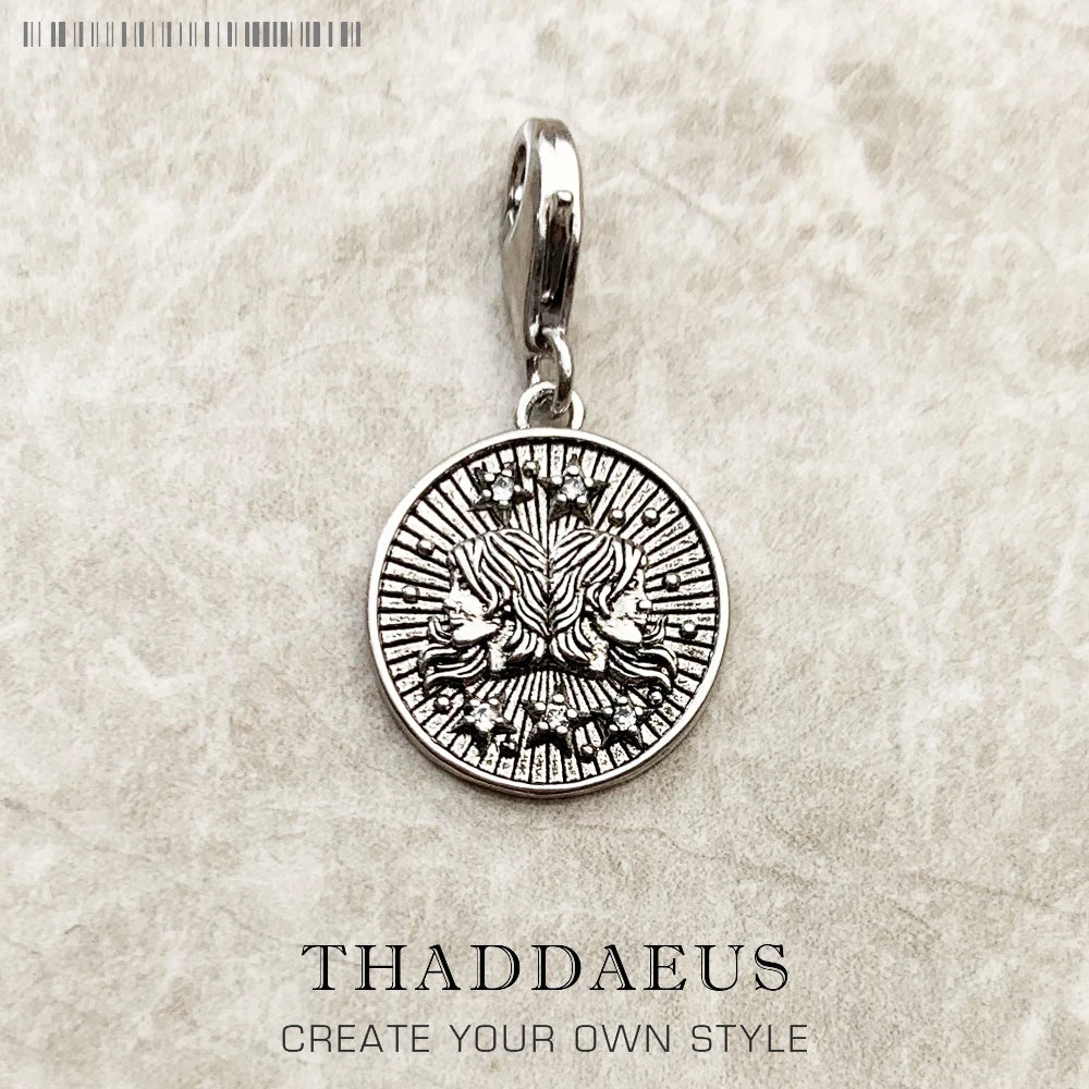 Charm-Anhänger Widder Stier Zwillinge Krebs Löwe Jungfrau Waage Skorpion Sgr Cap Aqu Fische Sternzeichen Vintage Geschenk 925er Sterlingsilber