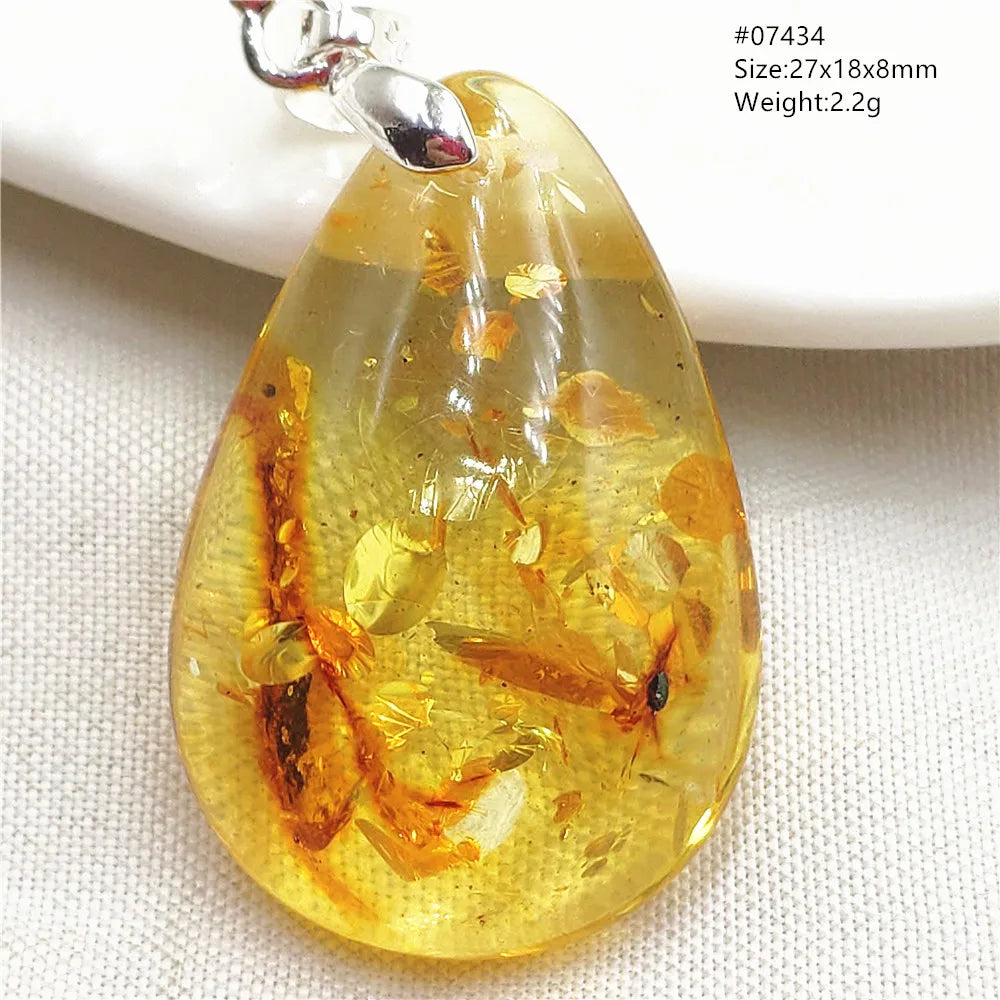 Natürlicher gelber Piebald-Bernstein-Wassertropfen-Anhänger, Edelstein, roter echter Bernstein, heilende Halskette, Schmuck, AAAAAA