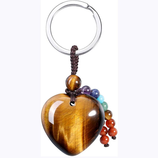 Natürlicher Rosenquarz-Herz-Kristall-Schlüsselanhänger, 7-Chakra-Heilstein, Schlüsselanhänger, Charm für Frauen und Mädchen