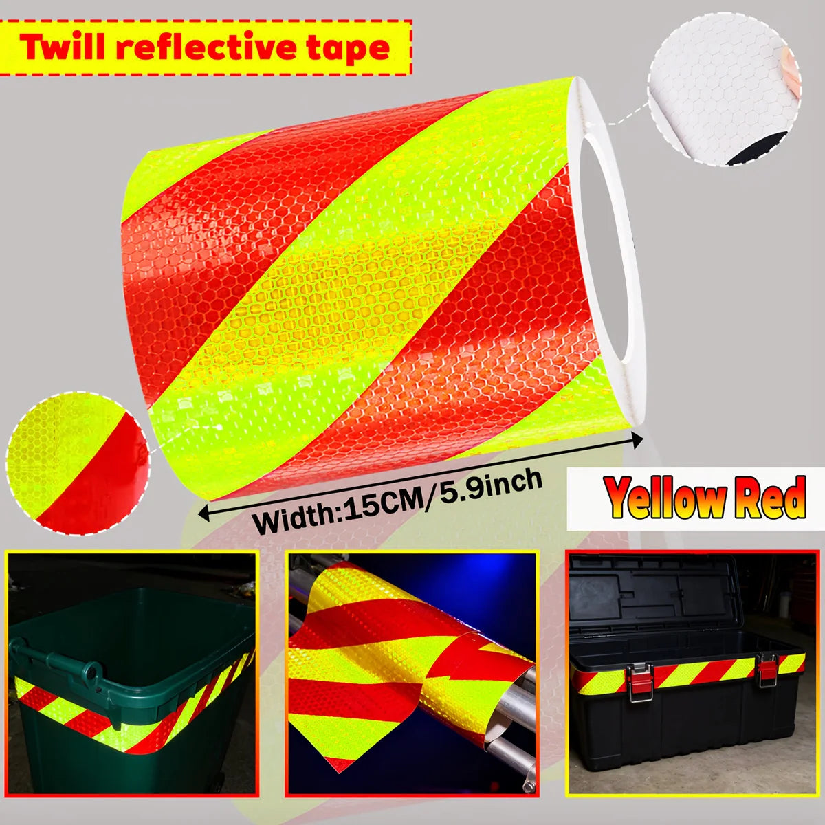 Reflektierendes Twill-Klebeband, hohe Sichtbarkeit, selbstklebender Sicherheitswarnaufkleber, Auffälligkeit für LKW