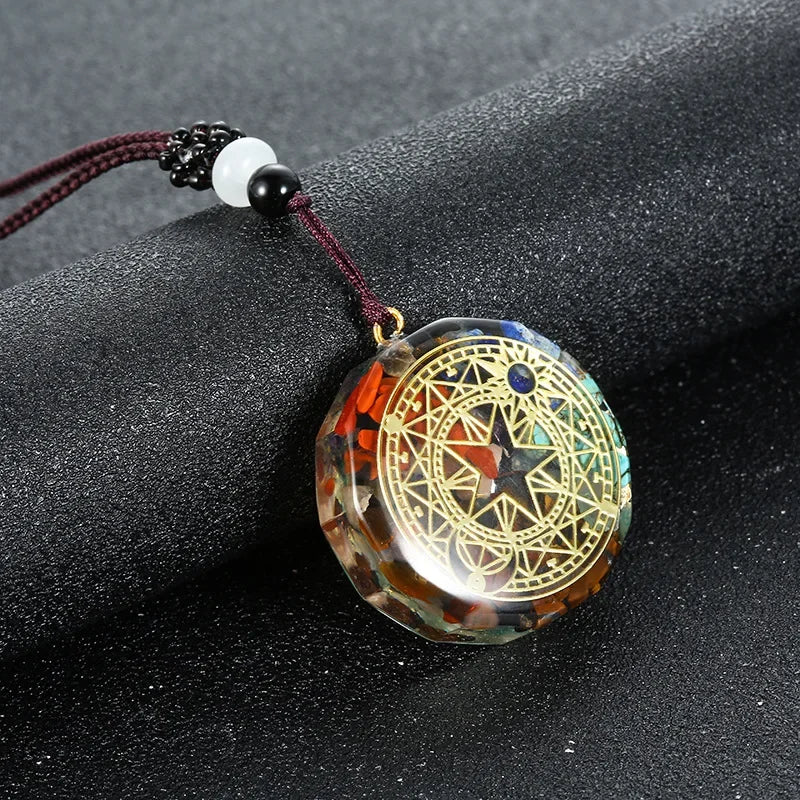 Retro Bunte Chips Natürliche Türkis Amethyst Stein Chakra Orgon Energie Pendel Amulett Reiki Heilung Anhänger Halskette
