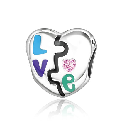 Romantischer 925 Sterling Silber Liebesschlüssel Herz-zu-Herz Charm für DIY Armband Halskette Verlobung Party Geschenke