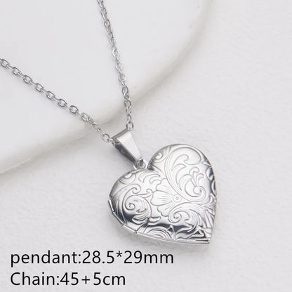 Vintage Edelstahl Offenes Herz Anhänger Halskette Für Frauen Und Mädchen Schmuck Zubehör Geschenk