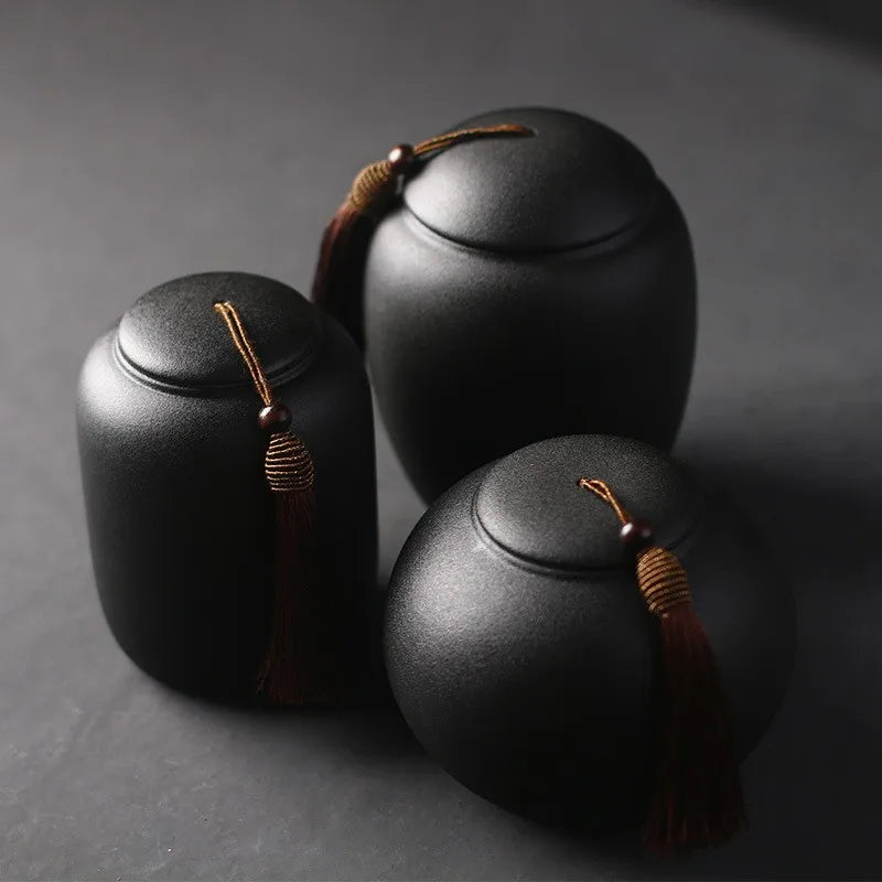Ceramic urns for pets, black cremation of human ashes, small keepsake, funeral casket, memoria urn