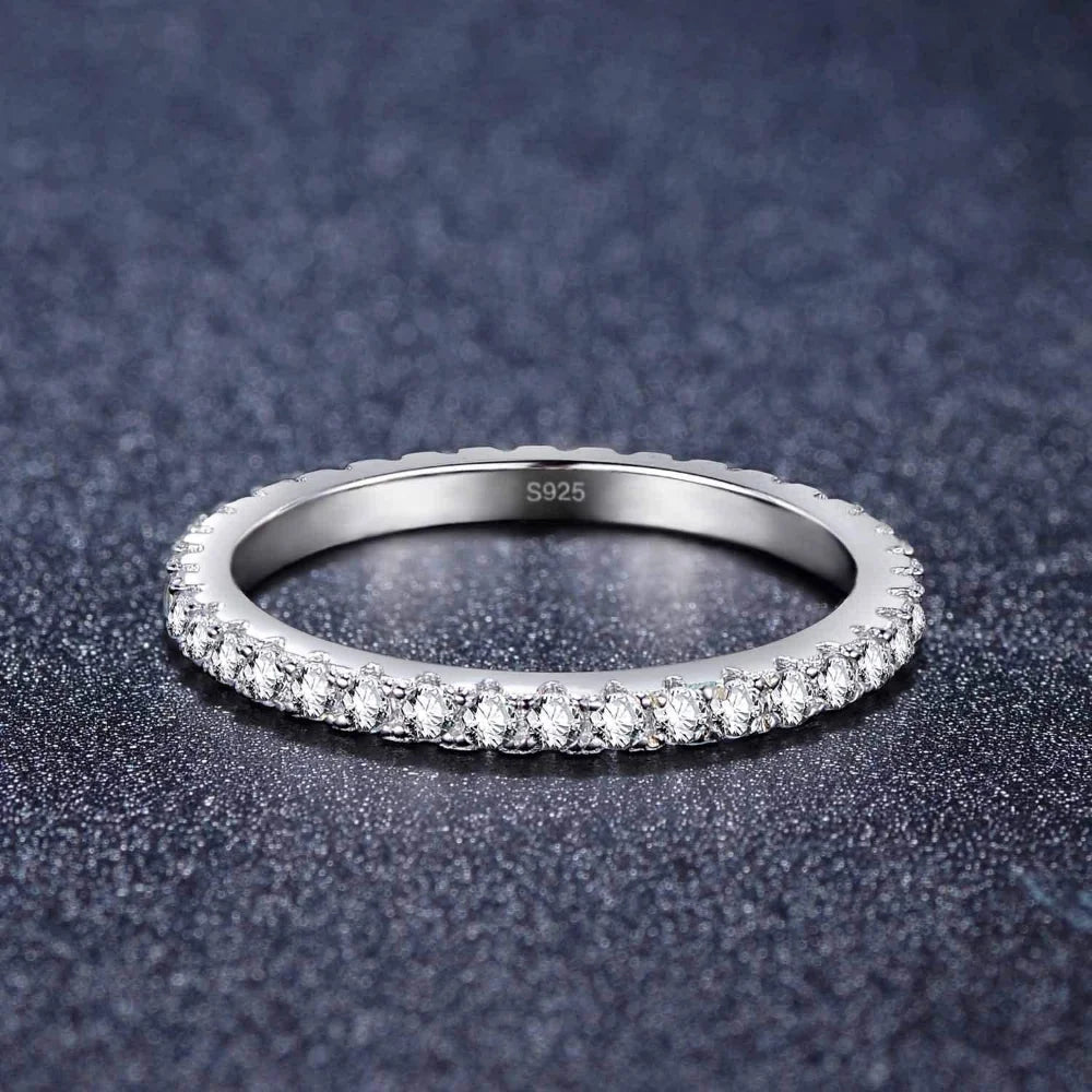 Trumium 2 mm echtes S925-Sterlingsilber, Ehering, Zirkonia, volle Ewigkeit, stapelbar, Verlobungsringe für Frauen und Mädchen, Geschenke