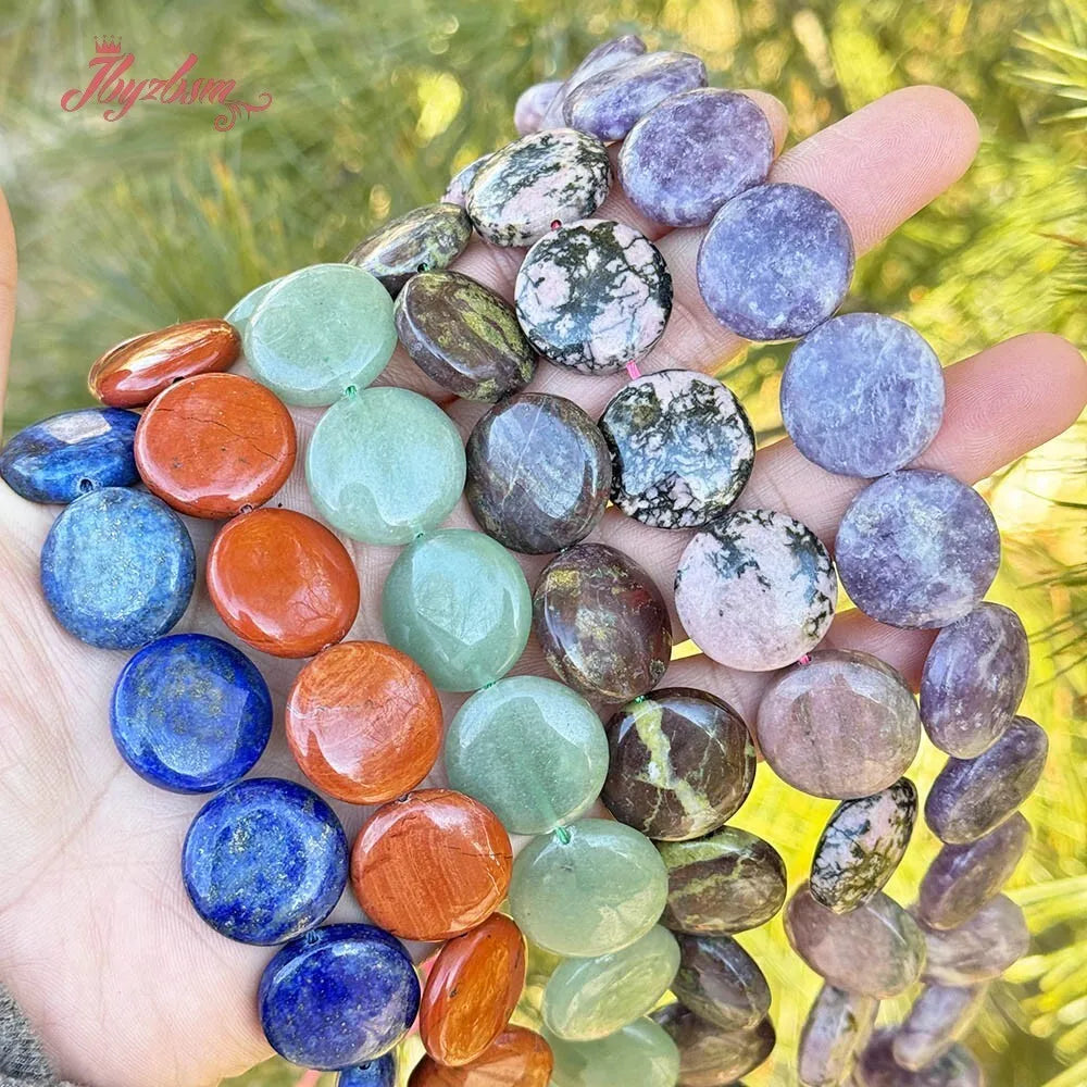 20mm Natürlicher Fluorit/Quarz/Rhodonit/Tigerauge/Achat Münze Stein Perlen Strang 15" Für DIY Halskette Schmuck Machen Kostenloser Versand