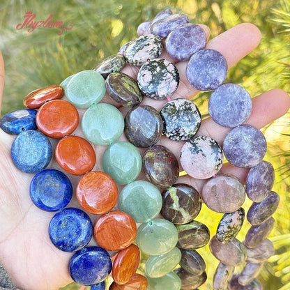 20mm Natürlicher Fluorit/Quarz/Rhodonit/Tigerauge/Achat Münze Stein Perlen Strang 15" Für DIY Halskette Schmuck Machen Kostenloser Versand
