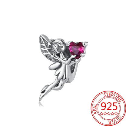 Exquisiter kleiner Affe aus 925er-Sterlingsilber, umarmender roter Herz-Anhänger, passend für Armbänder, Halsketten, Party-Paarung mit handgefertigten Geschenken