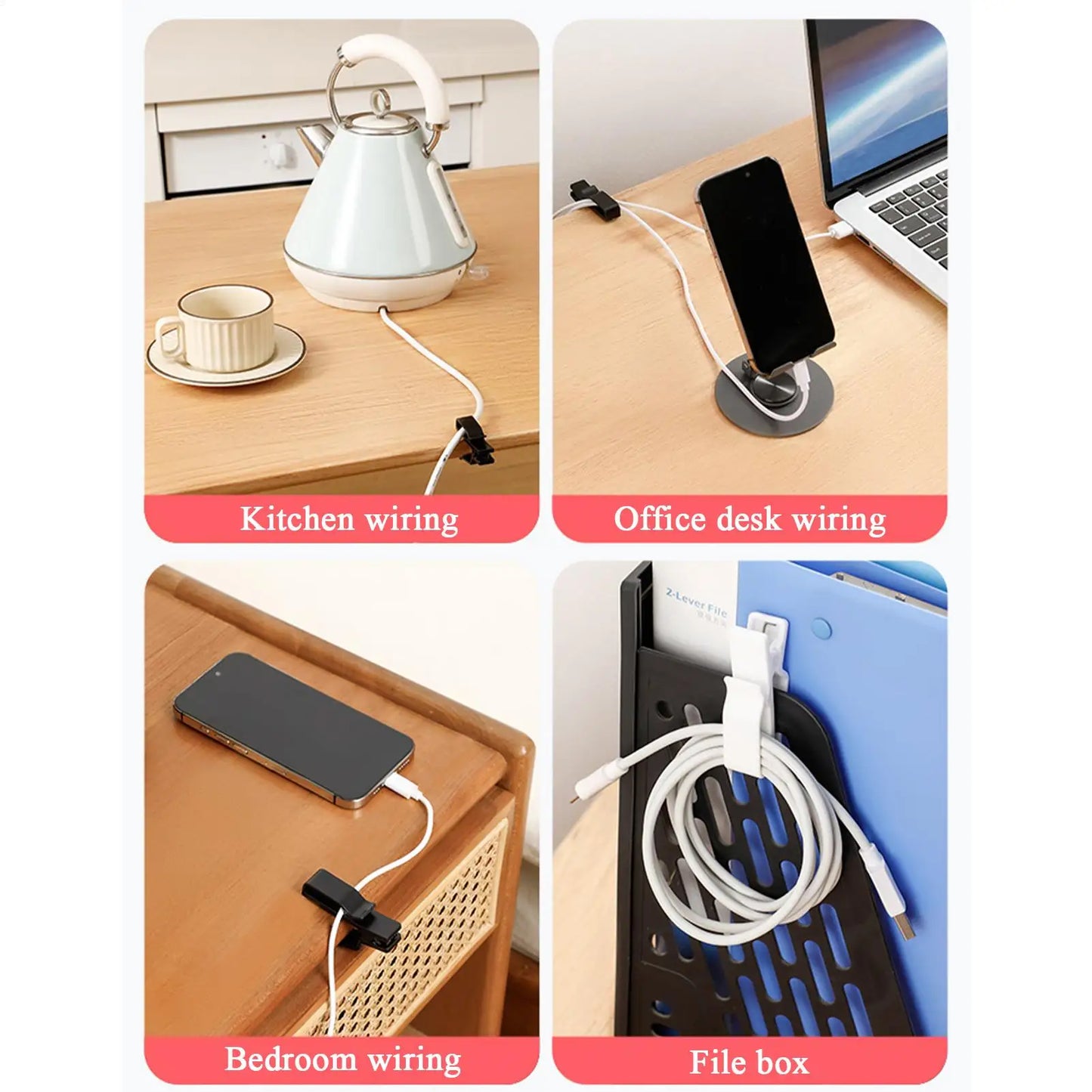 Kabelmanagement-Clips, 3-teilig, Silikon-Drahthalter, Organizer, Kabel-Organizer für Zuhause, Schreibtisch, Nachttisch, Nachttisch, Schlafzimmer