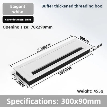 1 Stück rechteckige Schreibtisch-Kabeldurchführungen aus Aluminiumlegierung, Abdeckung für Kabelloch, Kabelauslass, Oberflächen-Tischkabelloch, Möbelbeschläge