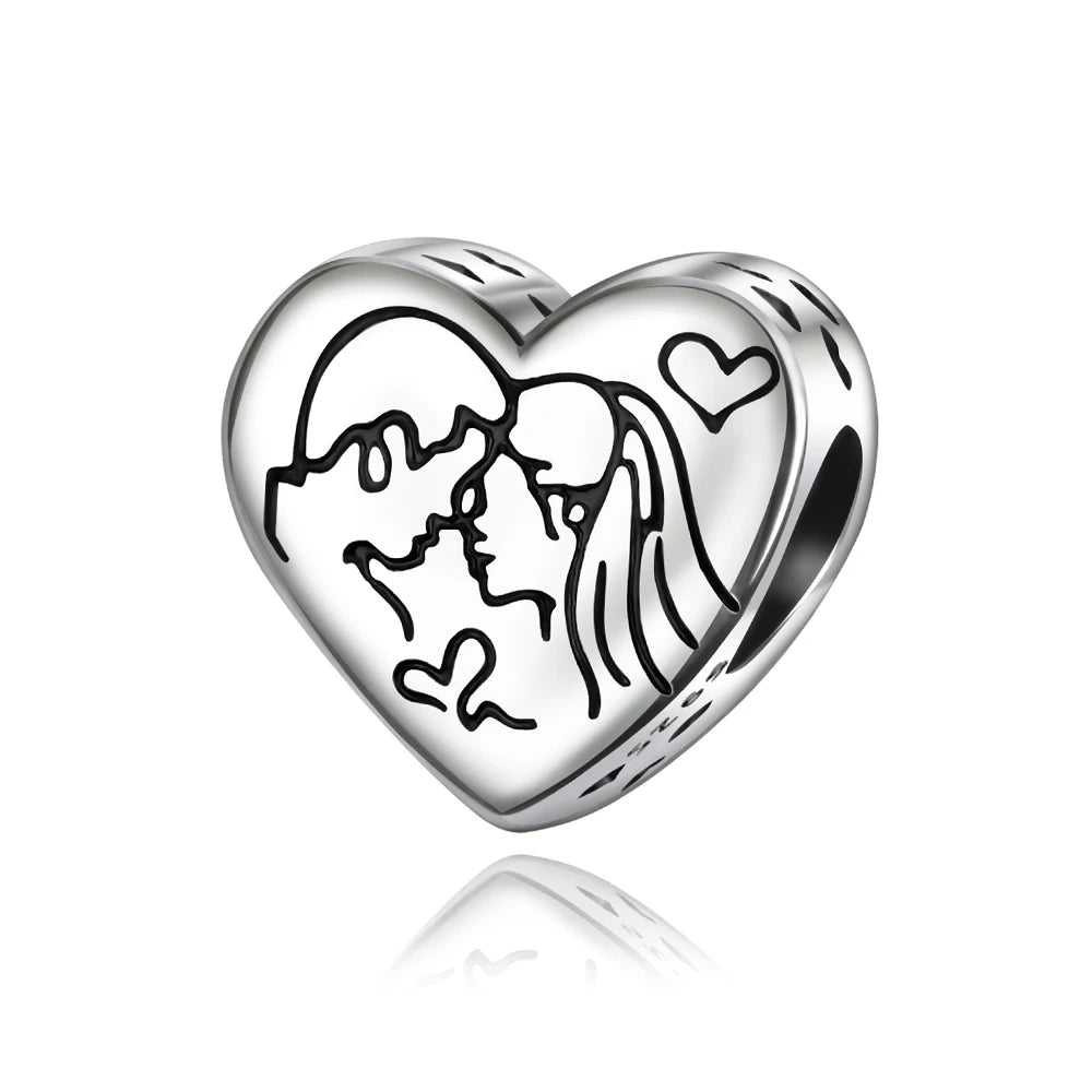 Romantischer 925 Sterling Silber Liebesschlüssel Herz-zu-Herz Charm für DIY Armband Halskette Verlobung Party Geschenke