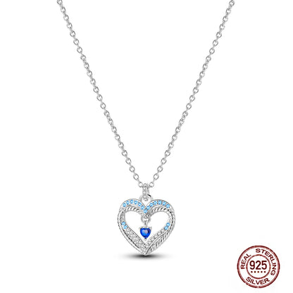 925 Sterling Silber blau Teufel Augen Palme Original Halskette Einhorn überlappen runde funkelnde Anhänger für Frauen Luxus Schmuck Geschenk