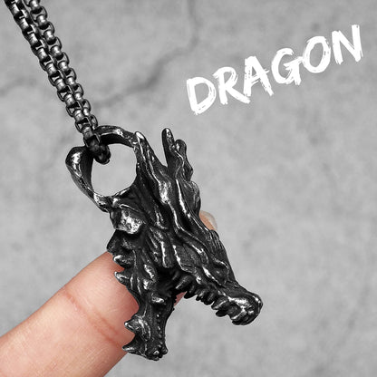 Retro Drachen Kopf Männer Halsketten Edelstahl Anhänger Kette Frauen Punk Mode Schmuck Neue In Zubehör Geschenke Großhandel