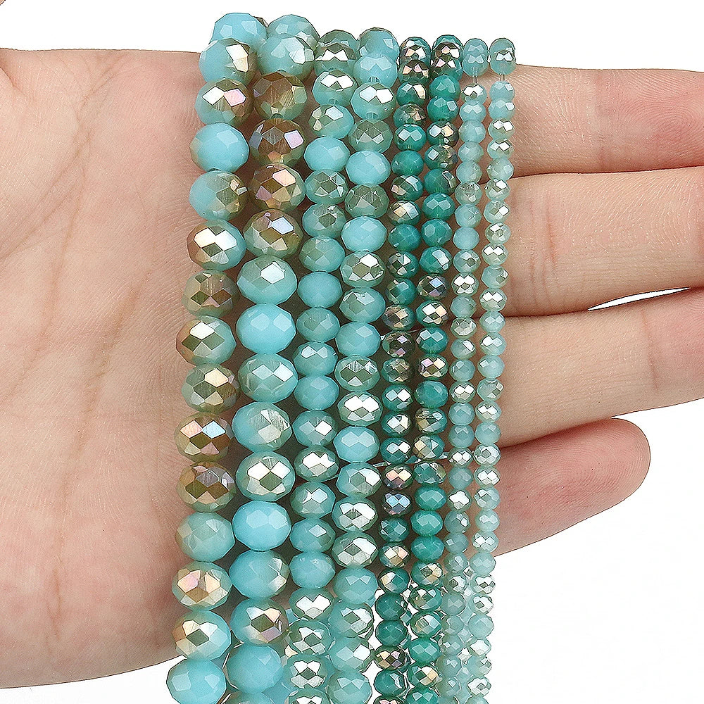 3/4/6/8mm Facettierte Jade Weiße Kristall Glas Perlen Vergoldet Flache Runde Lose Perlen für Schmuck Machen Diy Armband Ohrring