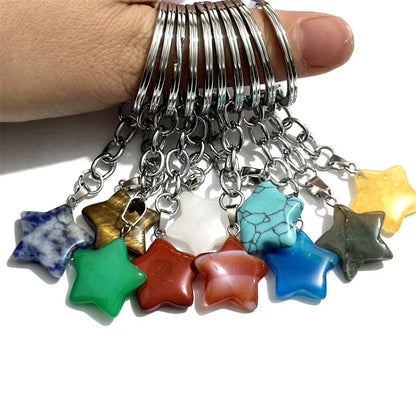 20 stücke Natürliche Raue Rohstein Kristall Quarz Schlüsselbund Frauen Männer Handtasche Hangle Auto Schlüssel Halter Raw Mineral Stein Schlüsselring schmuck