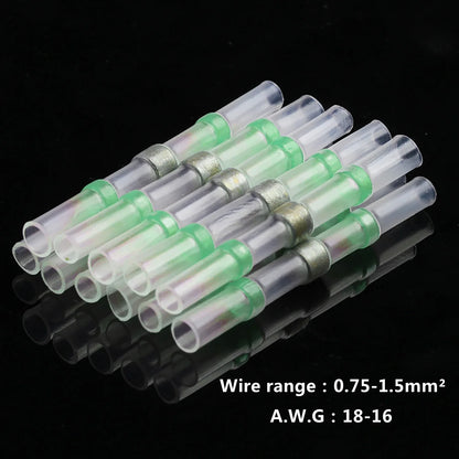 100/1000 stücke Grün Solder Dichtung Draht Anschlüsse Wasserdichte Schrumpf Butt Stecker AWG18-16 Isolierte Kabel Splice Terminals