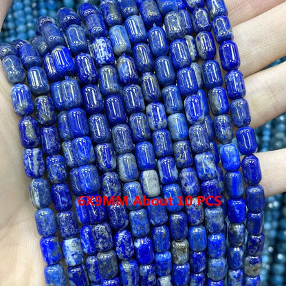 Natürliche Lapislazuli Runde Rohr Facettierte Lose Spacer Stein Perlen Für Schmuck Machen DIY Handgemachte Armbänder Halskette Zubehör