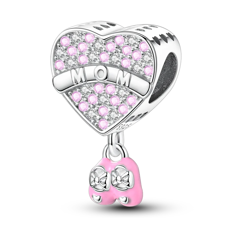 Charm-Perle aus 925er-Sterlingsilber, Mutter-Geschenk, Mutter, Liebe, glückliche Familie, baumelnd, passend für Original-Armreif, Halskette, DIY-Schmuck
