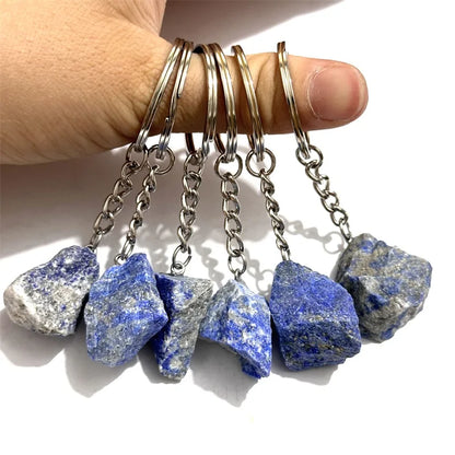 20 stücke Natürliche Raue Rohstein Kristall Quarz Schlüsselbund Frauen Männer Handtasche Hangle Auto Schlüssel Halter Raw Mineral Stein Schlüsselring schmuck