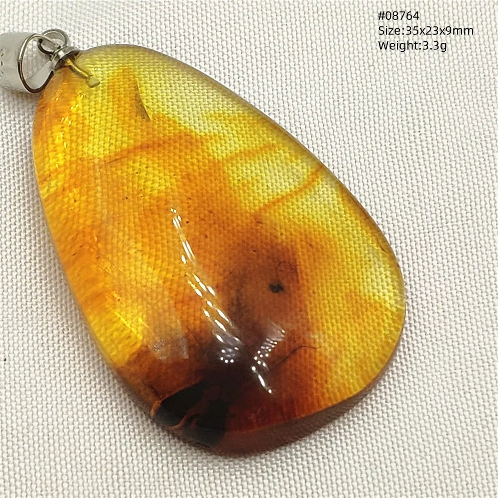 Natürlicher gelber Bernstein-Anhänger für Damen und Herren, gelber Bernstein mit Stein, Halskette, Heilschmuck, AAAAA