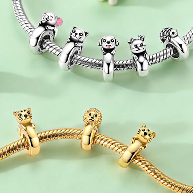 Neue Original Charms Perlen Anhänger 925 Sterling Silber Teddy Pudel Hund Katze Universal Schnalle Charms Fit Armband DIY Schmuck Geschenk