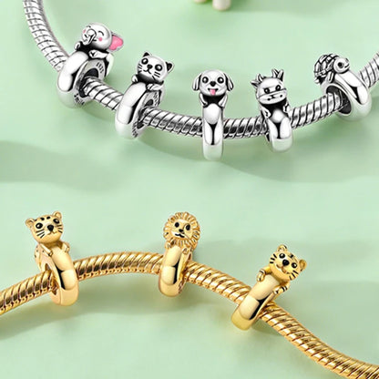 Neue Original Charms Perlen Anhänger 925 Sterling Silber Teddy Pudel Hund Katze Universal Schnalle Charms Fit Armband DIY Schmuck Geschenk