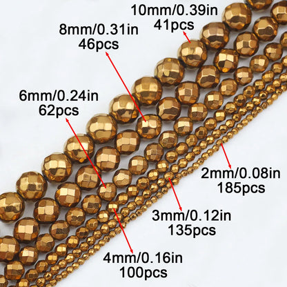 15'' Mehrfarbiger facettierter runder Hämatit-Naturstein 2/3/4/6/8/10 mm lose Perlen für DIY-Schmuckherstellung, Armband, Halskette, Earri