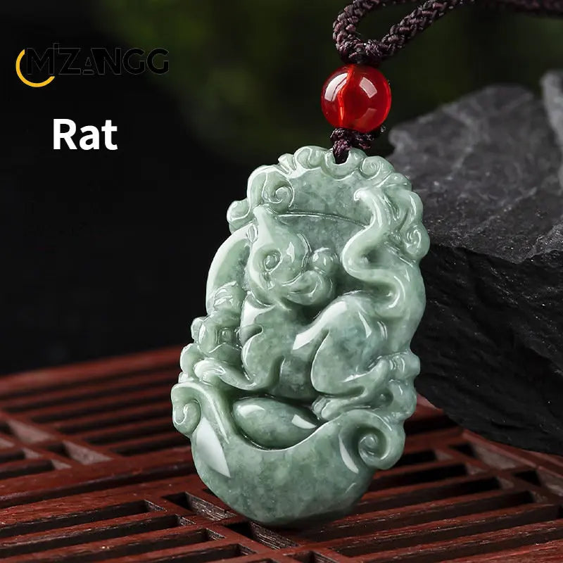 Natürliche eine Ware Jadeit zwölf chinesische Tierkreis Ratte Tiger Anhänger Schmuck hand geschnitzte benutzer definierte Maskottchen Schmuck Jade Halskette Geschenk