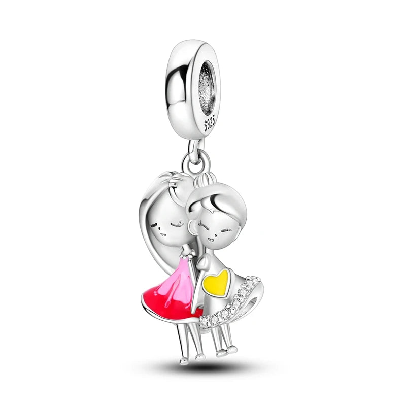 Neue 2025 925 Sterling Silber Charms Perlen Liebe Herz Rosa Original Charm Anhänger Fit Charm Armbänder DIY Schmuck Geburtstag Geschenk