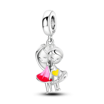 Neue 2025 925 Sterling Silber Charms Perlen Liebe Herz Rosa Original Charm Anhänger Fit Charm Armbänder DIY Schmuck Geburtstag Geschenk