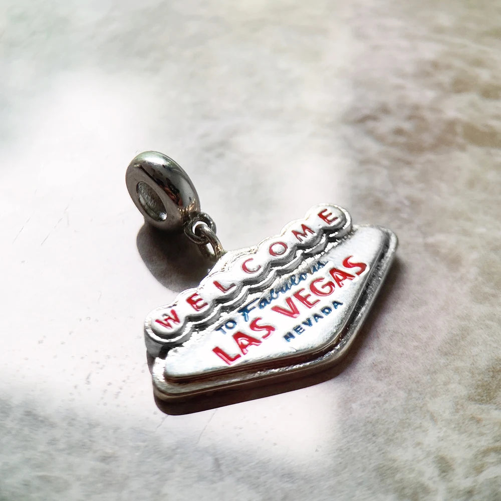 LAS VEGAS NEVADA 925 Sterling Silber Charme DIY Handgemachte Mode Schmuck Erkenntnisse Reisen Zubehör Für Frauen Männer