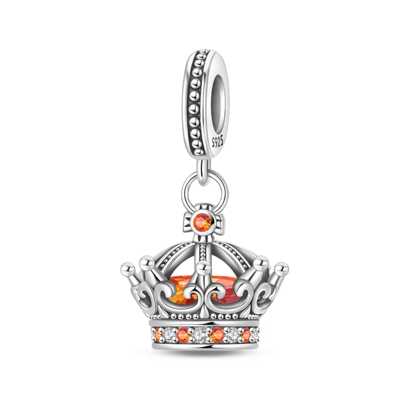 Klassische „King Of The Forest“-Perlen aus 925er-Sterlingsilber und glänzender roségoldener Kronen-Anhänger, passend für Armbänder, wunderschöne Schmuckgeschenke