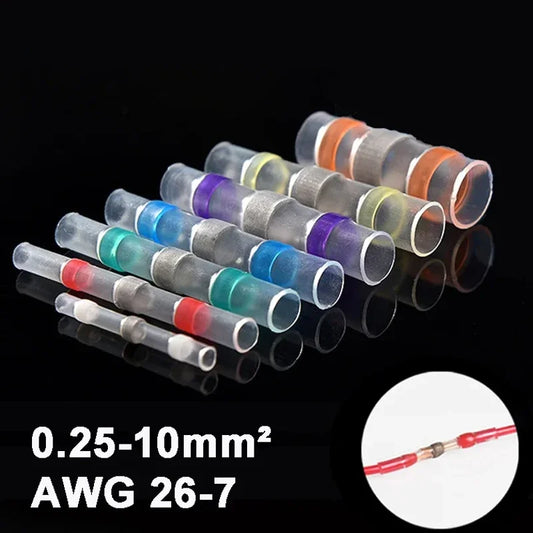 5/10/20/30PCS Schrumpf Wasserdichte Solder Dichtung Ärmeln Butt Draht Anschlüsse Elektrische Isolierte Kabel Splice Terminals