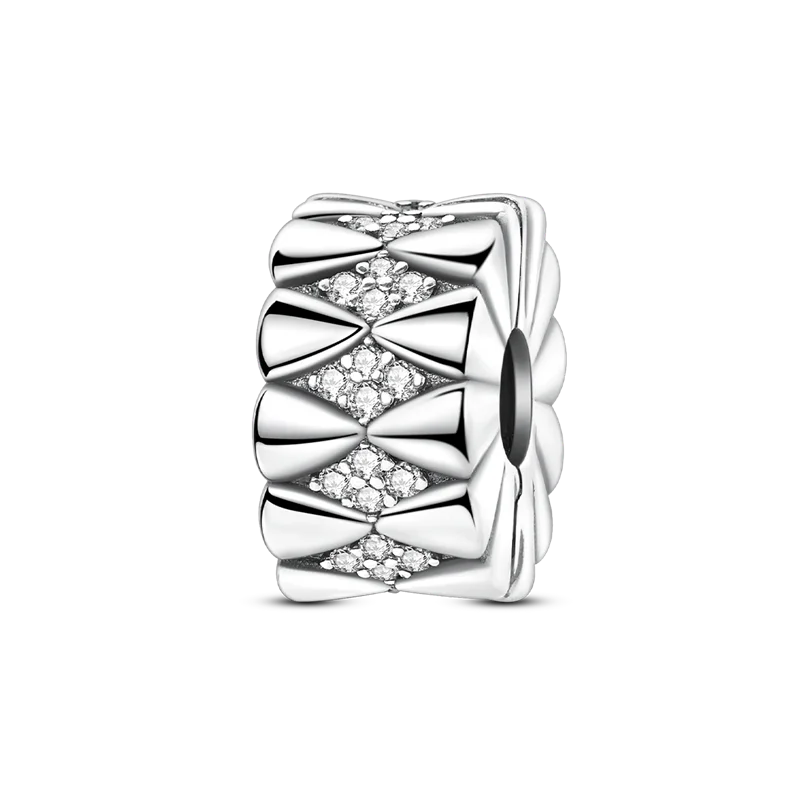 Silberverschluss, 925er-Sterlingsilber, CZ-Pflaster-Clip-Charms, Gänseblümchen-Perlen, Stopper, Sicherheitskette, passend für Original-Armreif, Schmuck-Clip