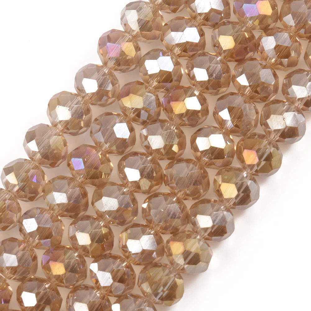 3/4/6/8mm Facettierte Jade Weiße Kristall Glas Perlen Vergoldet Flache Runde Lose Perlen für Schmuck Machen Diy Armband Ohrring