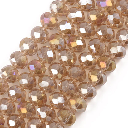 3/4/6/8mm Facettierte Jade Weiße Kristall Glas Perlen Vergoldet Flache Runde Lose Perlen für Schmuck Machen Diy Armband Ohrring