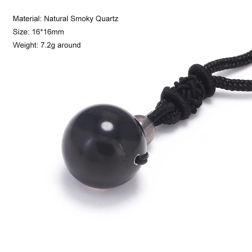 Halsketten und Anhänger aus Naturstein für Damen und Herren, schwarzer Obsidian, Regenbogenaugenperlen, Kugeltransfer, Lucky Love