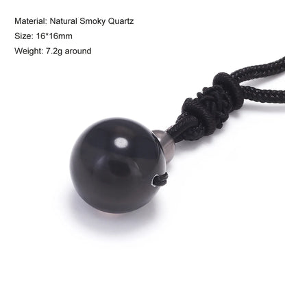Halsketten und Anhänger aus Naturstein für Damen und Herren, schwarzer Obsidian, Regenbogenaugenperlen, Kugeltransfer, Lucky Love
