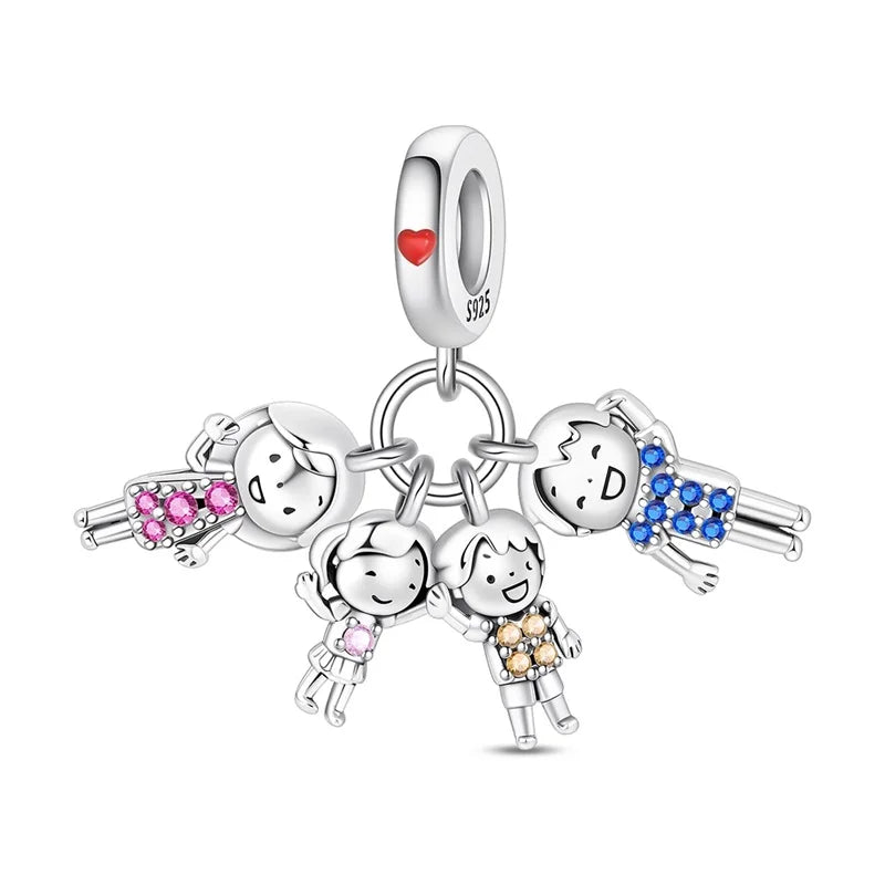Charakter-Serie, 925er-Sterlingsilber, modisches Mädchen-Paar, Hochzeits-Charms, passend für DIY-Armbänder, Halsketten, exquisite Geschenk-Paarung