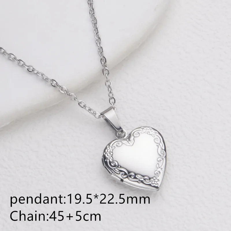 Vintage Edelstahl Offenes Herz Anhänger Halskette Für Frauen Und Mädchen Schmuck Zubehör Geschenk
