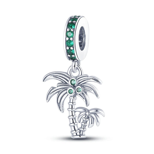 Neu im 925er-Sterlingsilber, Sommer-Kokosnussbäume, Charms, Perlen-Anhänger, Schmuck, passend für Original-925-Armbänder für Frauen, DIY-Geschenk