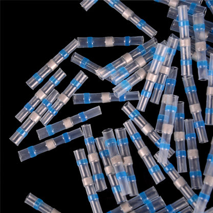 10 Stück, 100 % nagelneu und hochwertig, 16–14 AWG, wasserdichte Löthülse, Schrumpf-Stoßdraht-Spleißverbinder, blau