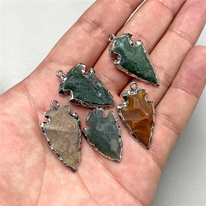 Echte Stein Pfeile Halskette Anhänger Rohkristall Quarz Anhänger Handwerk Amethyst Obsidian Pfeilspitze Energie Glücksbringer Herstellung Diy