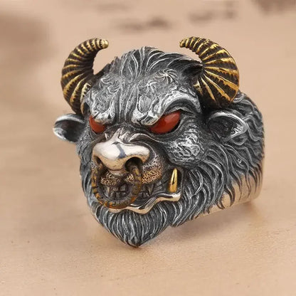Retro Poseidon Kompass Ring versilbert Hexagramm Öffnung verstellbarer Ring Männer und Frauen Hip-Hop Trend Schmuck Geschenk