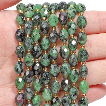 AAA Facettierte natürliche farbige Fluorit-Quarzperlen, 8 x 7 mm, ovale Form, Perlen für Schmuckherstellung, DIY-Perlenzubehör