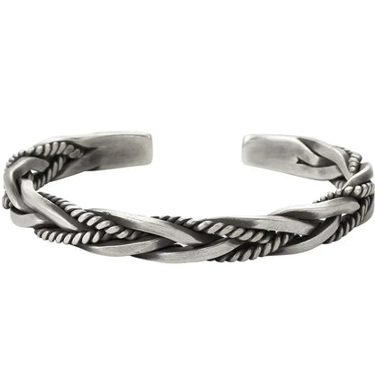 925 Sterling Silber Twisted Woven Armband Mann Frauen Neutral Retro Original Handgemachte Öffnung Armreif Mode Party Schmuck Geschenke