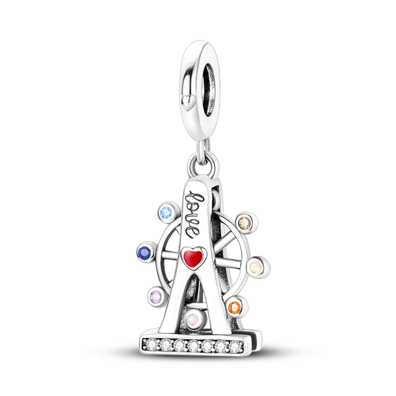 Fit 925 Original Armband 100 % 925 Sterling Silber Glänzende Bunte Zirkon Herz Charms Perlen Exquisite DIY Schmuck Geschenk