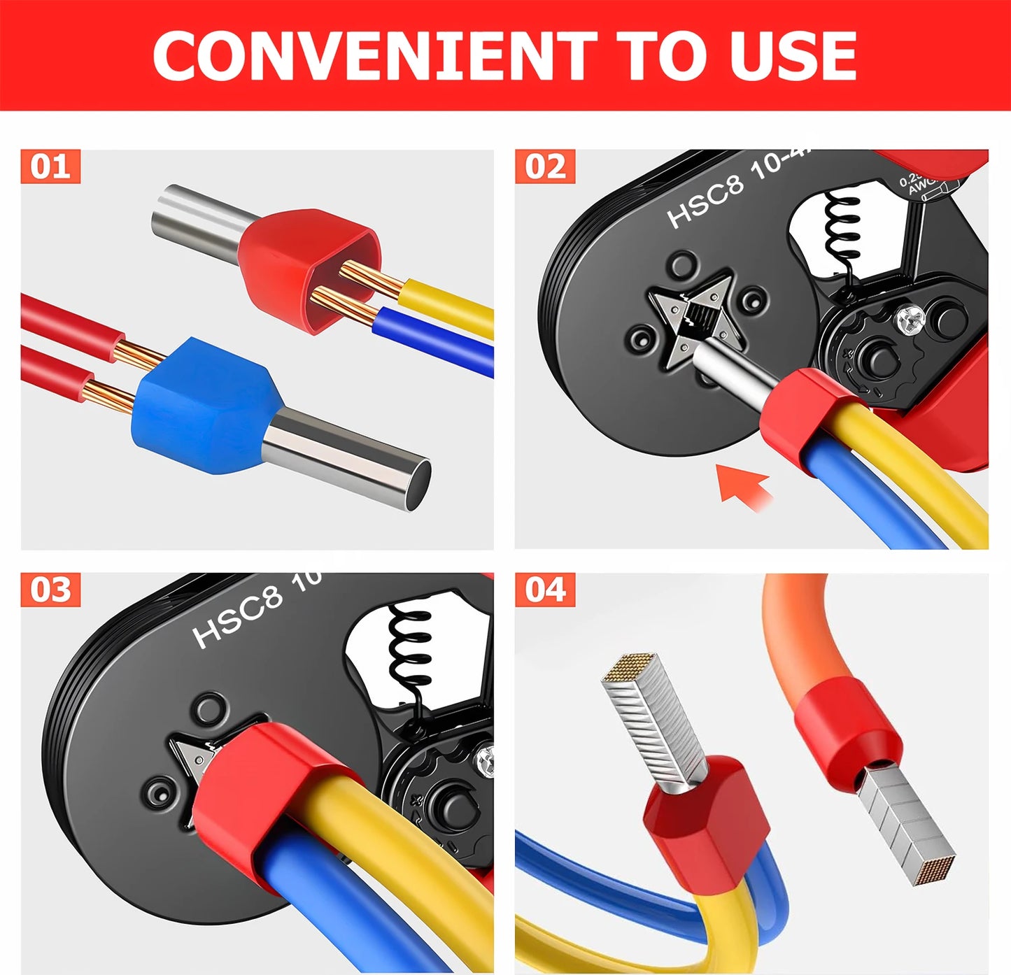Isolierte Anschlussklemmen für elektrische Rohre, VE-Röhren-Crimpklemmen, Drahtkabelverbinder, Aderendhülsen, Anschlussklemmen-Set