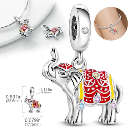 Silber 925 Gold Pyramide Mumie Doppel Charm Elefant Perlen passen Original Armband DIY edlen Schmuck Zubehör für Frauen Geschenke